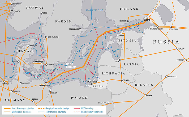 Fig. 5 : Les gazoducs existants et en projet entre la Russie et l'Europe – Source : Gazprom