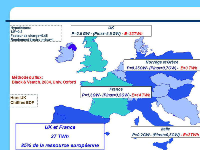  Fig. 14 : Ressource techniquement exploitable en Europe (Source EDF et Black & Veatch)