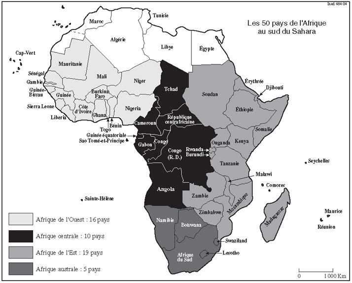 Fig. 1 : Les pays d'Afrique. Source : Cairn