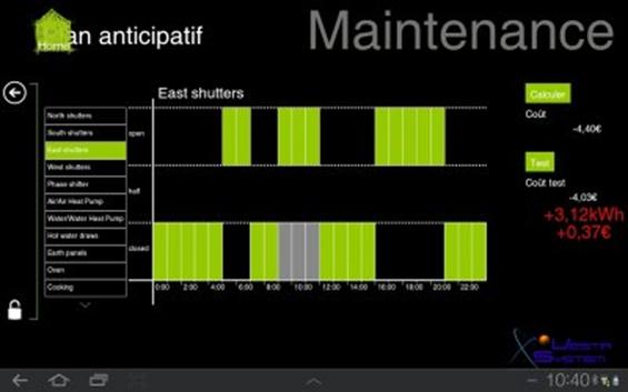 Fig. 7 : Un exemple de programmation prenant en compte les prévisions météo et les usages des occupants - Source : site internet VestaSystem