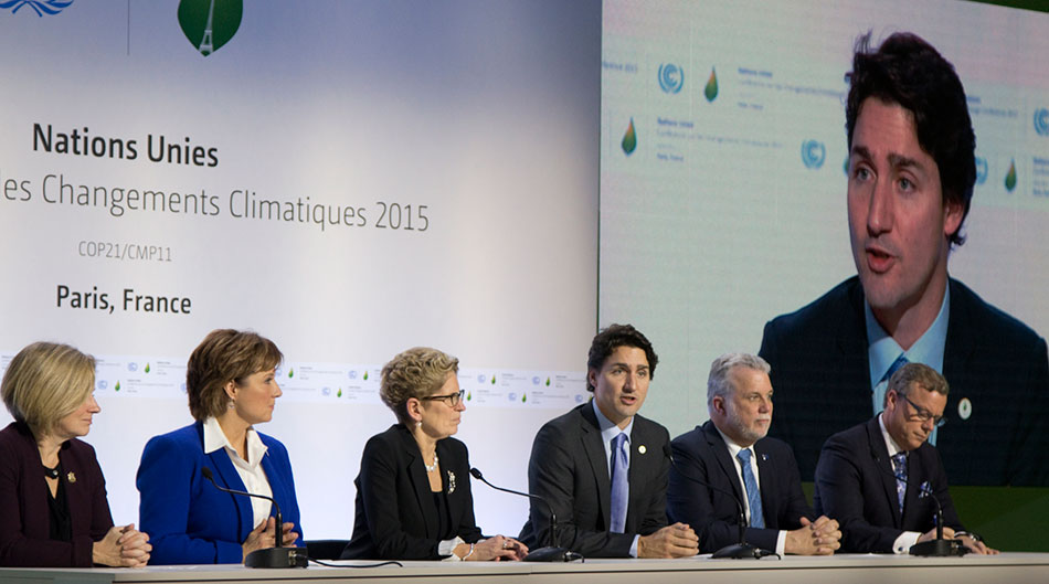 Fig. 1 : Le Premier ministre Justin Trudeau représente le gouvernement du Canada à la COP 21, Paris 2015 – Source : Province of Bristish Columbia via Flickr