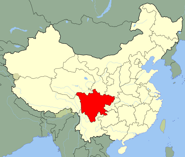 Fig. 5 : La province du Sichuan, Chine – Source : By Joowwww [Public domain], via Wikimedia Commons