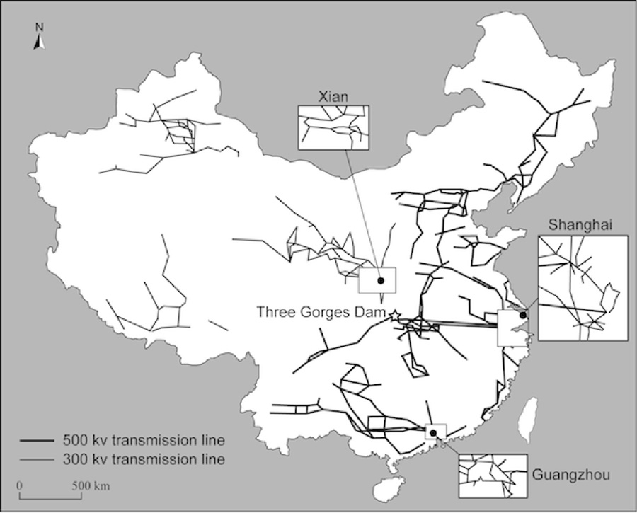 Fig. 9 : Réseau chinois en Très Haute Tension