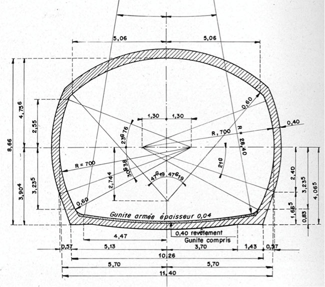 Fig. 15 : Galerie de dérivation provisoire, profil Type – Source : La Houille Blanche numéro hors-série Génissiat