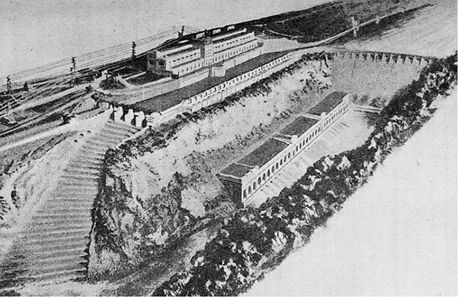 Fig. 3 : Projet Blondel Harlé et Mähl. Maquette des ouvrages, 1908 – Source : Annales des sciences physiques et naturelles de la société d’agriculture de Lyon. Séance du 10 mai 1911