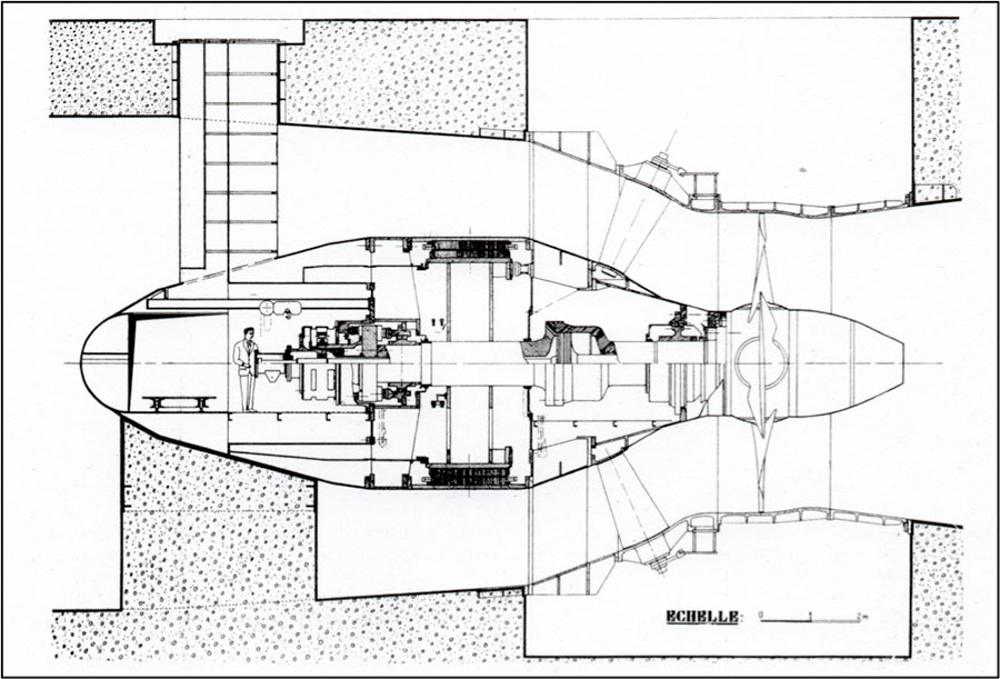 Fig. 13: Coupe d'un groupe bulbe de Pierre-Bénite. Source : CNR.